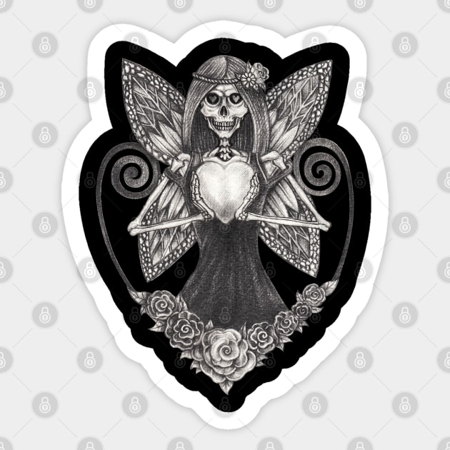 Fairy skull in love. Sticker by Jiewsurreal
